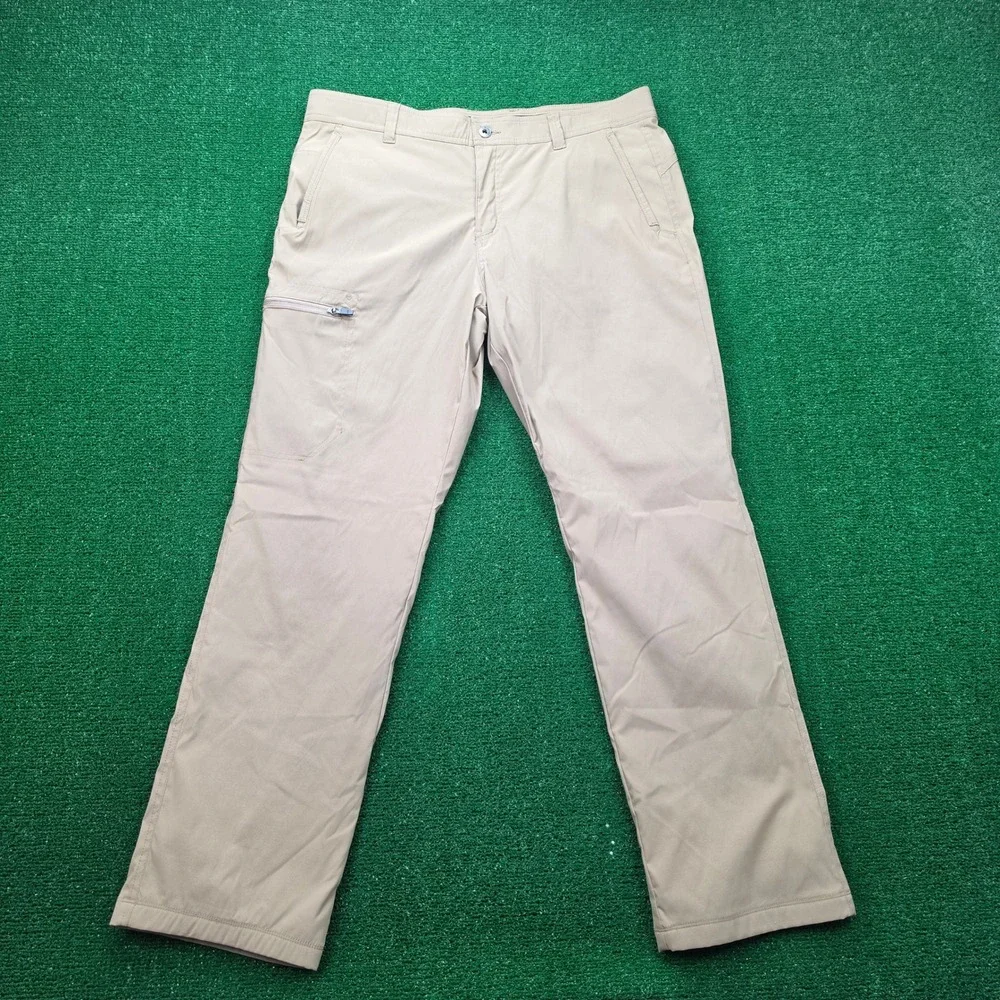 Eddie Bauer Rainier Fleece Lined Outdoor Pants Mens 38x32‎ Beige Hiking Cargo